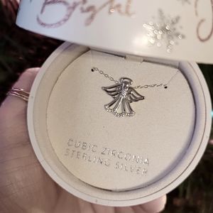 Sterling silver necklace with cubic zirconia Angel pendant